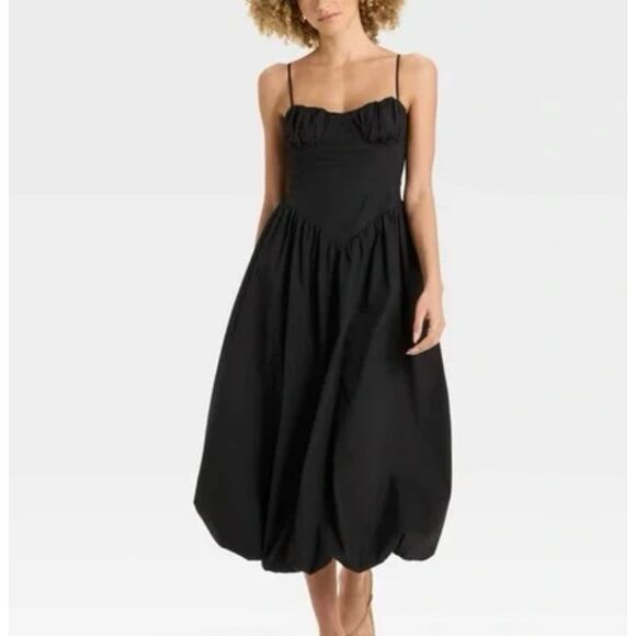 Future Collective Dresses & Skirts - Future Collective NWT black corset bubble hem tank midi dress size M